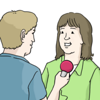 Eine Person befragt eine andere Person