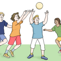 Menschen beim Ball spielen