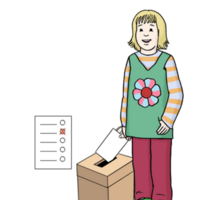 Person vor Wahlurne