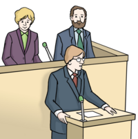 3 Politiker am Rednerpult