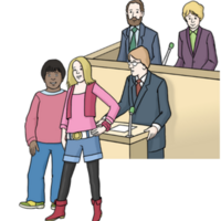 Menschen am Rednerpult