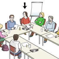 Menschen am Tisch sitzend